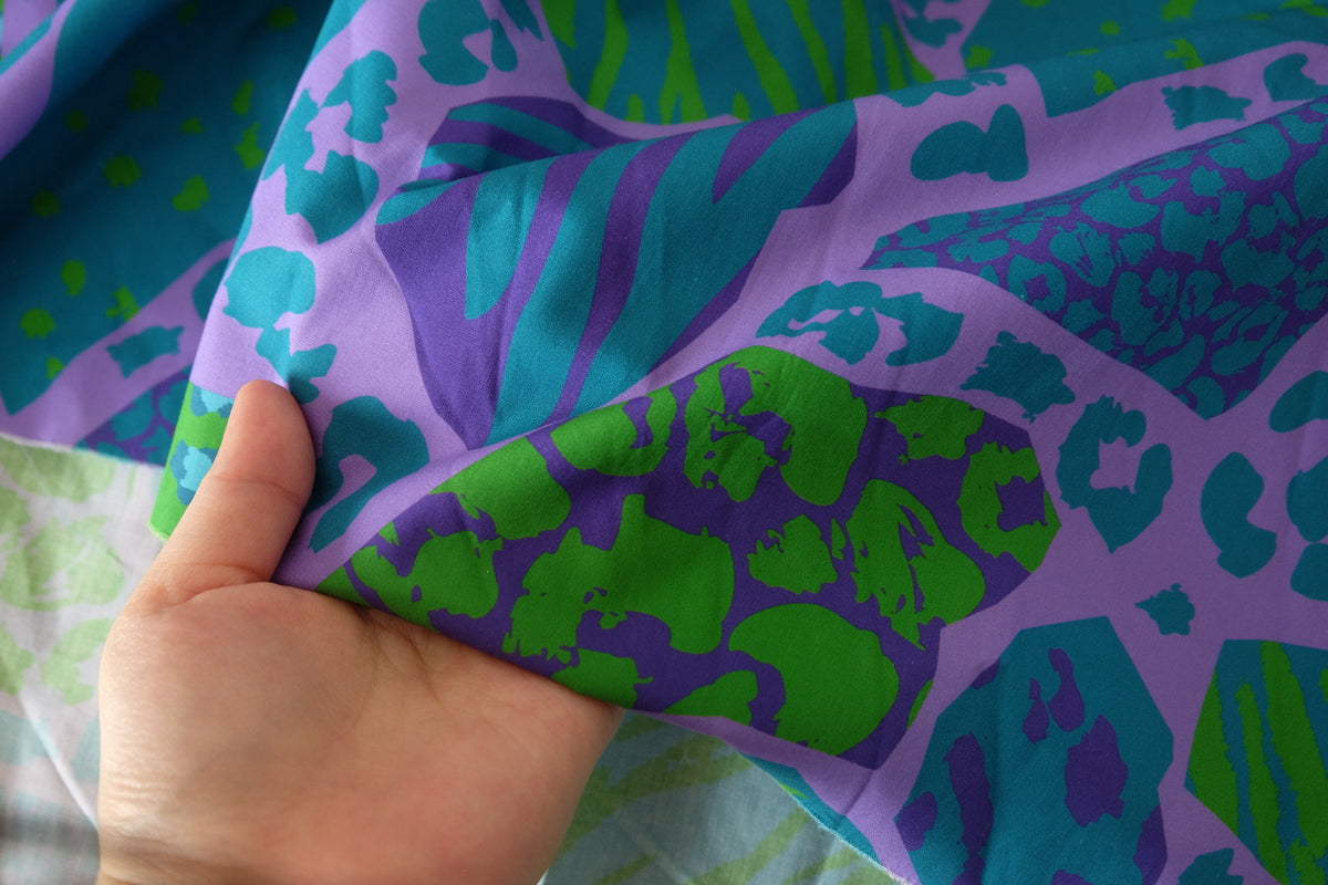 Violet Animal Patchwork High-Density Cotton Poplin – 1.2 yd
