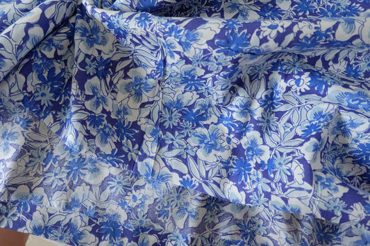 Blue Floral Cotton Poplin Fabric – 3.3 yd
