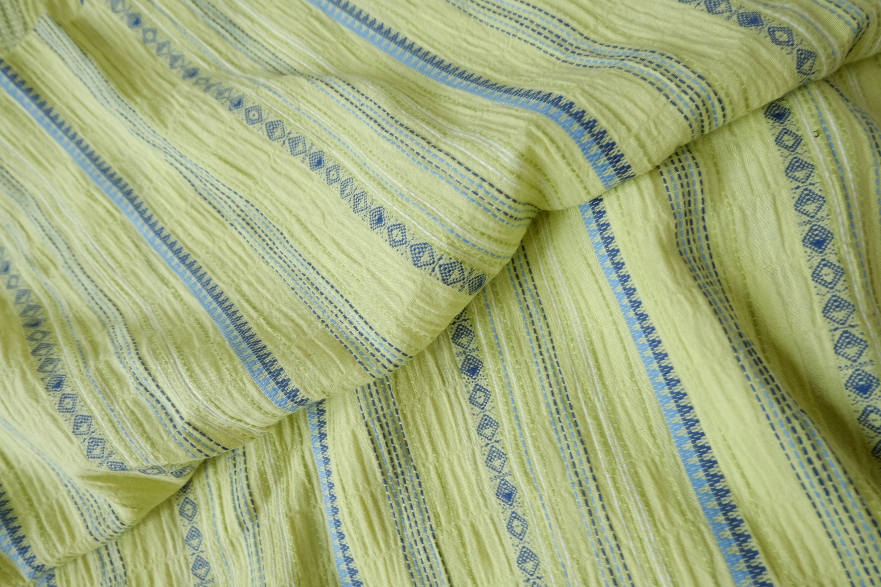 Lime Stripe Bubble Jacquard Cotton Fabric — 2.19 yd
