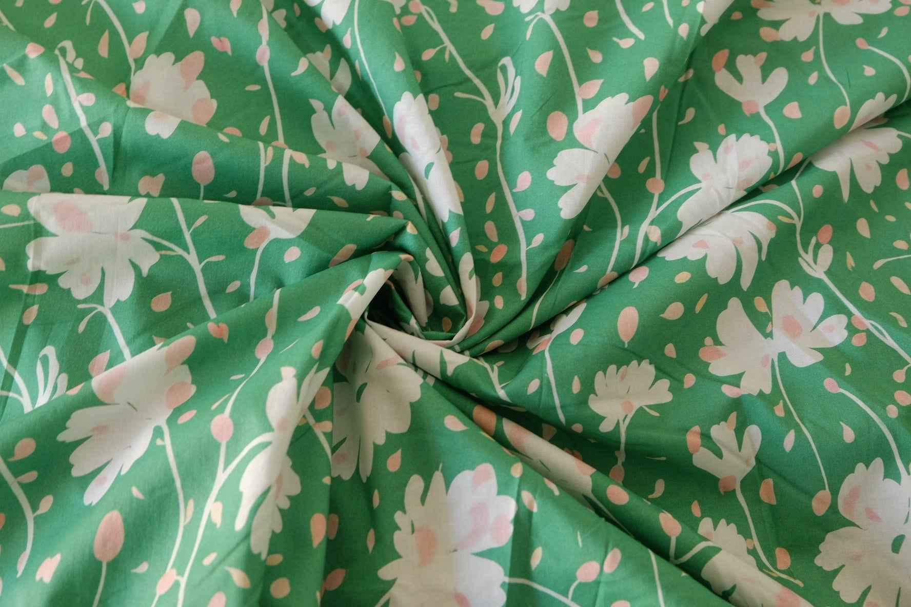 Green Floral Cotton Fabric – 3.3 yd