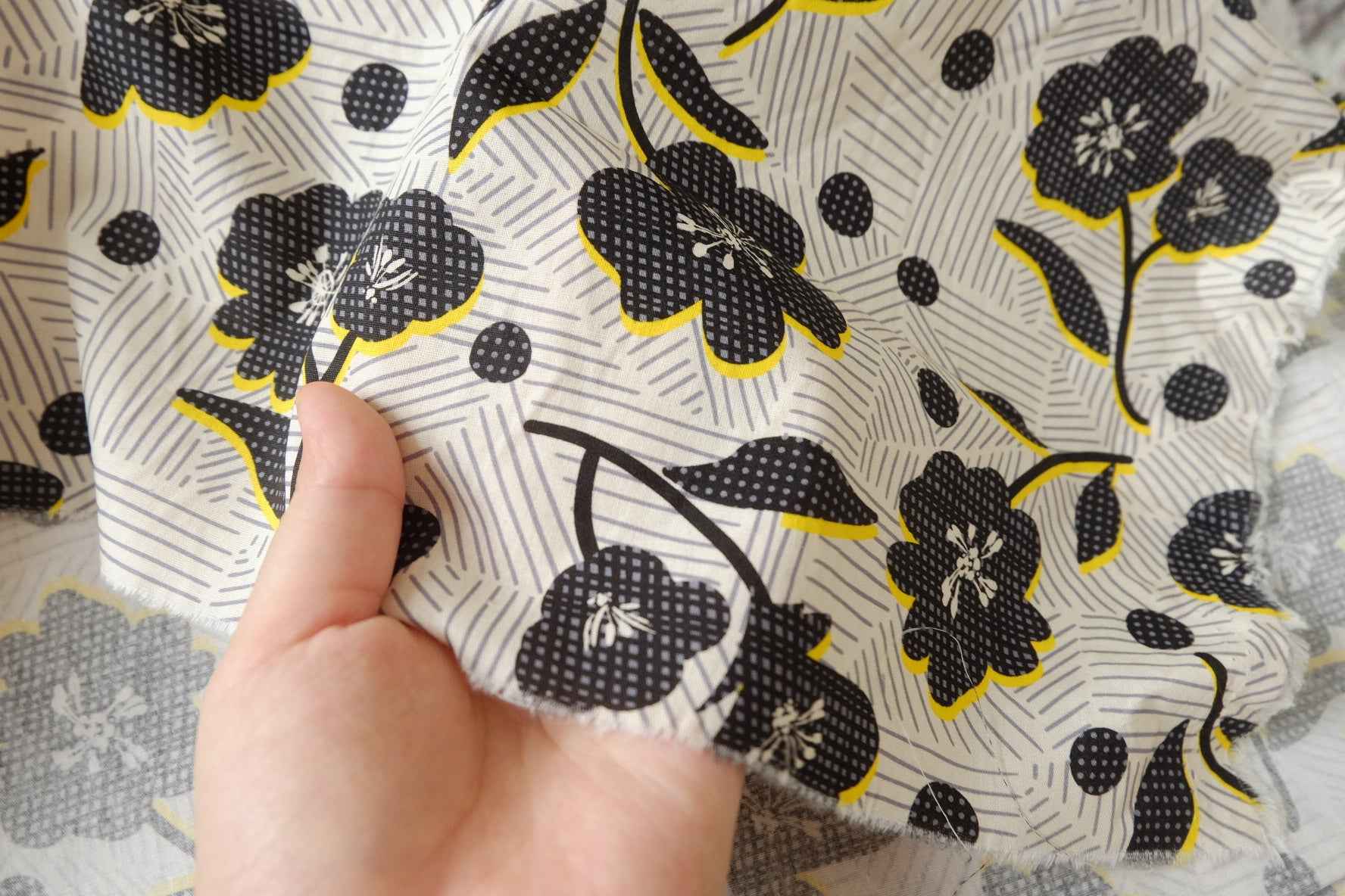 Black Floral Lightweight Cotton Poplin — 3.28 yd Piece