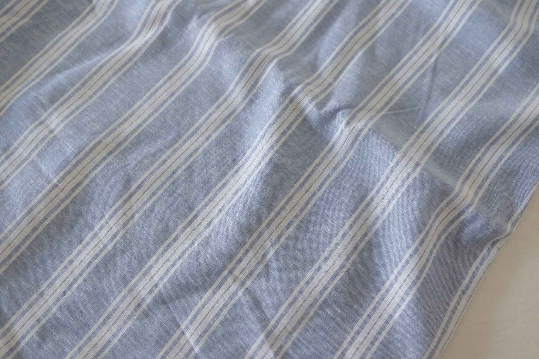 Blue Striped Cotton Linen Fabric – 1.6 yd