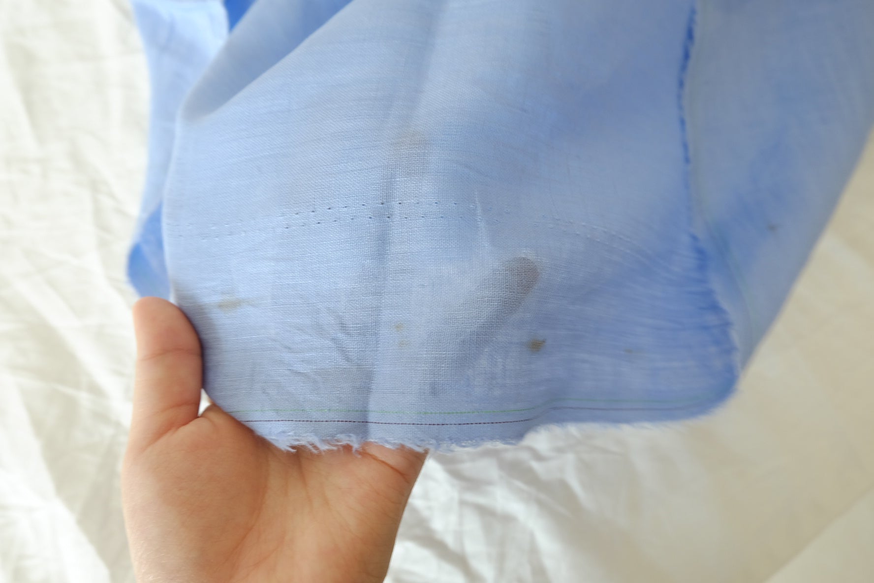 Powder Blue 17s Linen – Minor Edge Flaw – 2.73 yd