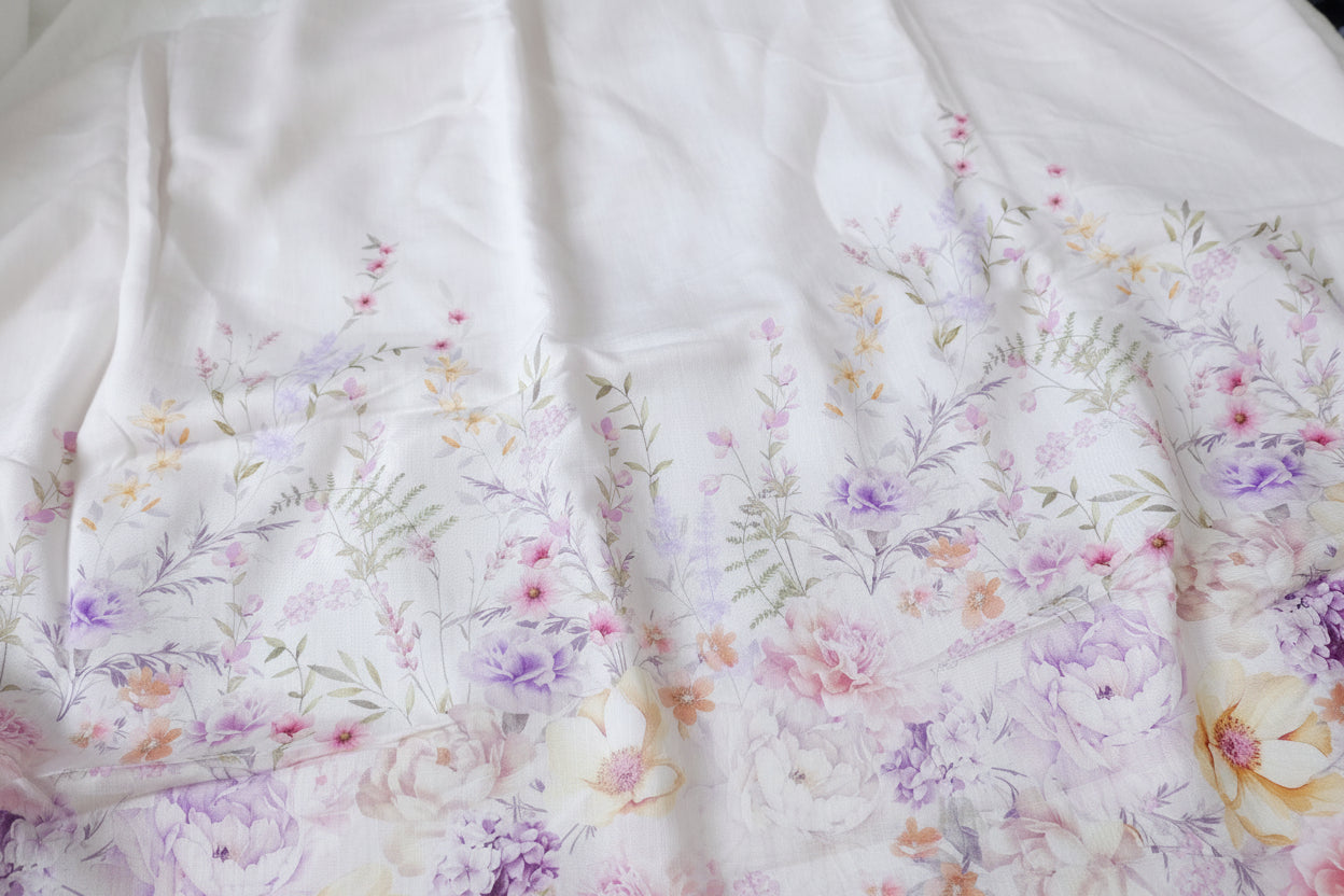 Double-Border Floral Tencel Linen Blend 3.8 Yards
