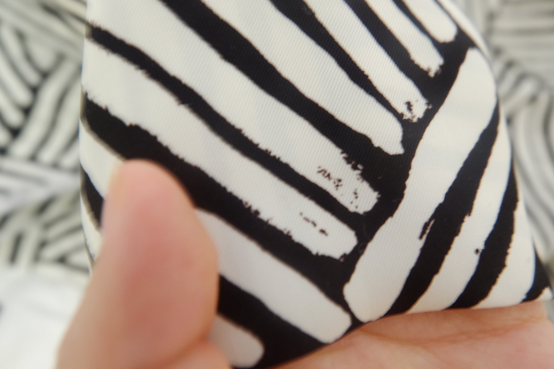 Black & Ivory Abstract Stripe Cupro Twill – 2.2 yd