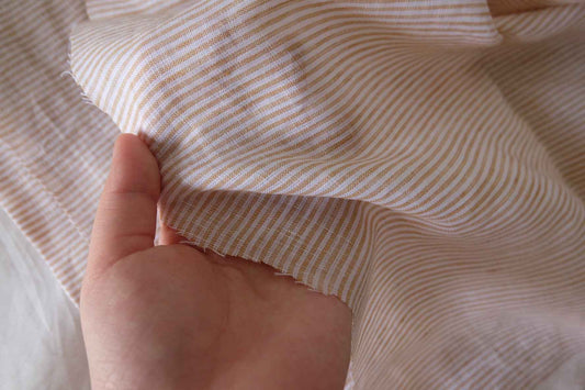 Mustard Stripe Yarn-Dyed Pure Linen Fabric – 2.2 yd