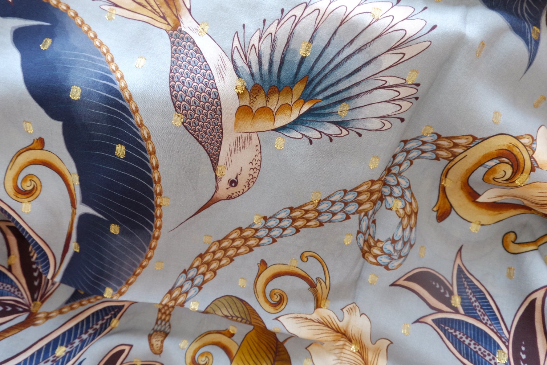 Farm Rio Metallic Botanical Rayon Fabric - 2.73 yd