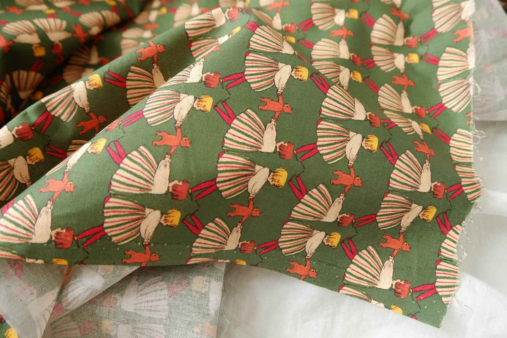 Storybook Girl Print Cotton Fabric — 2.19 yd Piece