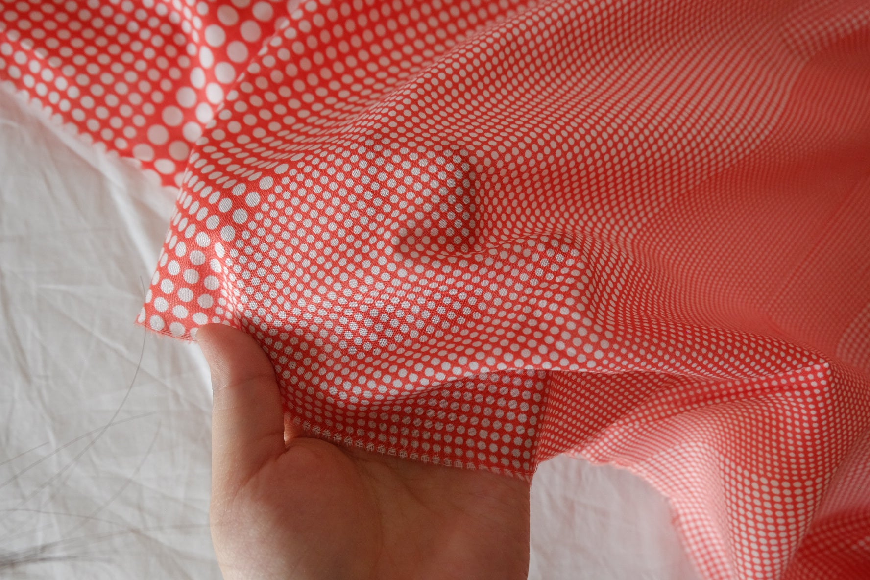 Coral Polka Dot Cotton Lawn Fabric – 1.64/2.2 yd