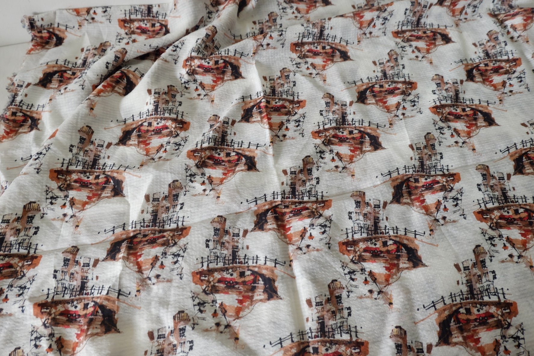Abstract City Print Tencel Ramie Jacquard Fabric – 3.3 yd