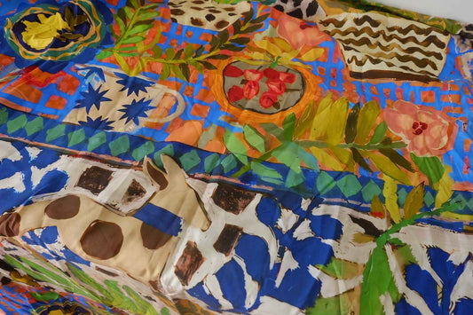 Painterly Potted Garden Rayon Challis – 2.7 yd