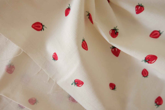 Strawberry Print Tencel Cotton Fabric-1.6 yd Cut