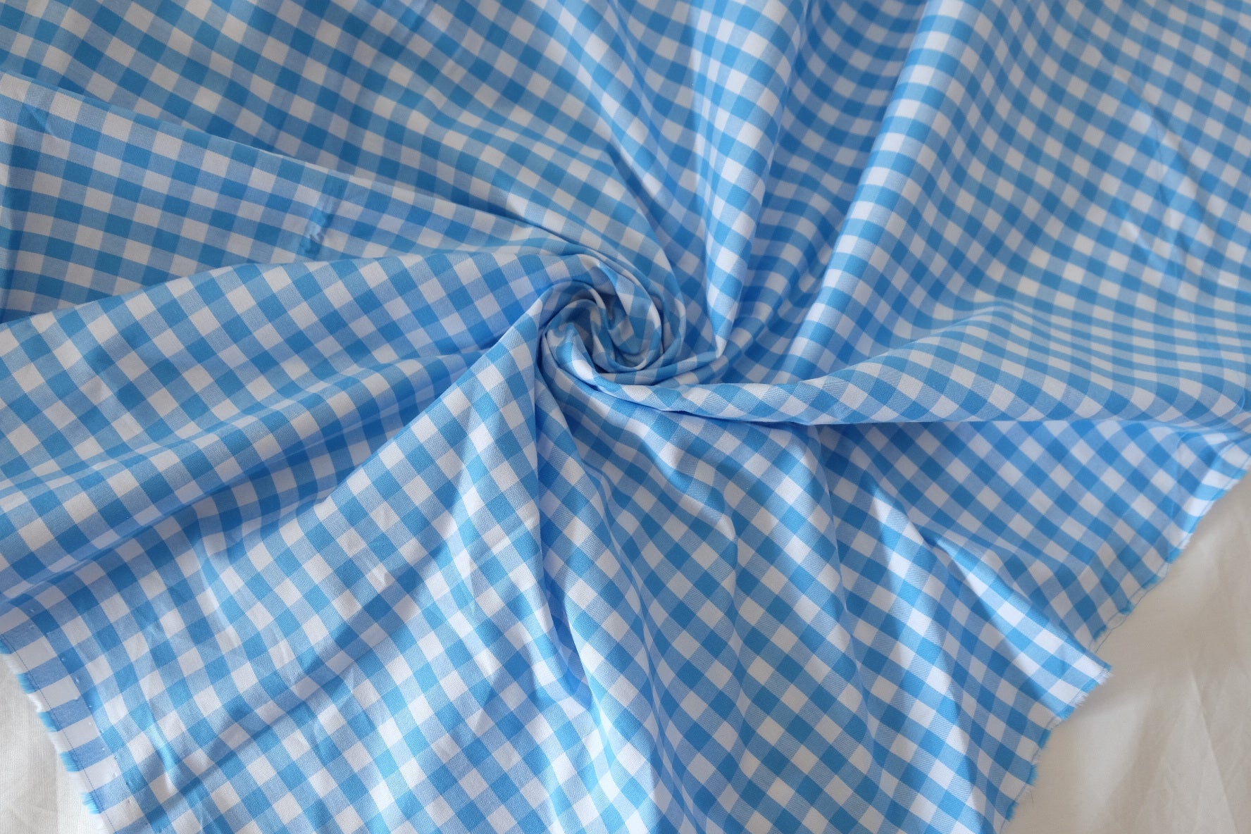 Premium Blue Gingham Woven Cotton Fabric – High Density Cotton – 2.2 yd