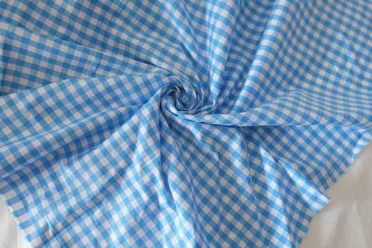 Premium Blue Gingham Woven Cotton Fabric – High Density Cotton – 2.2 yd