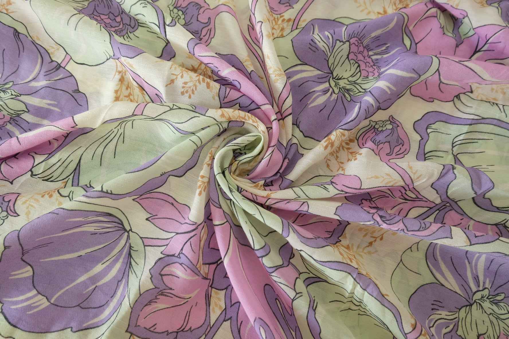 Soft Slub Cotton Rayon Floral Fabric – 3.3 yd