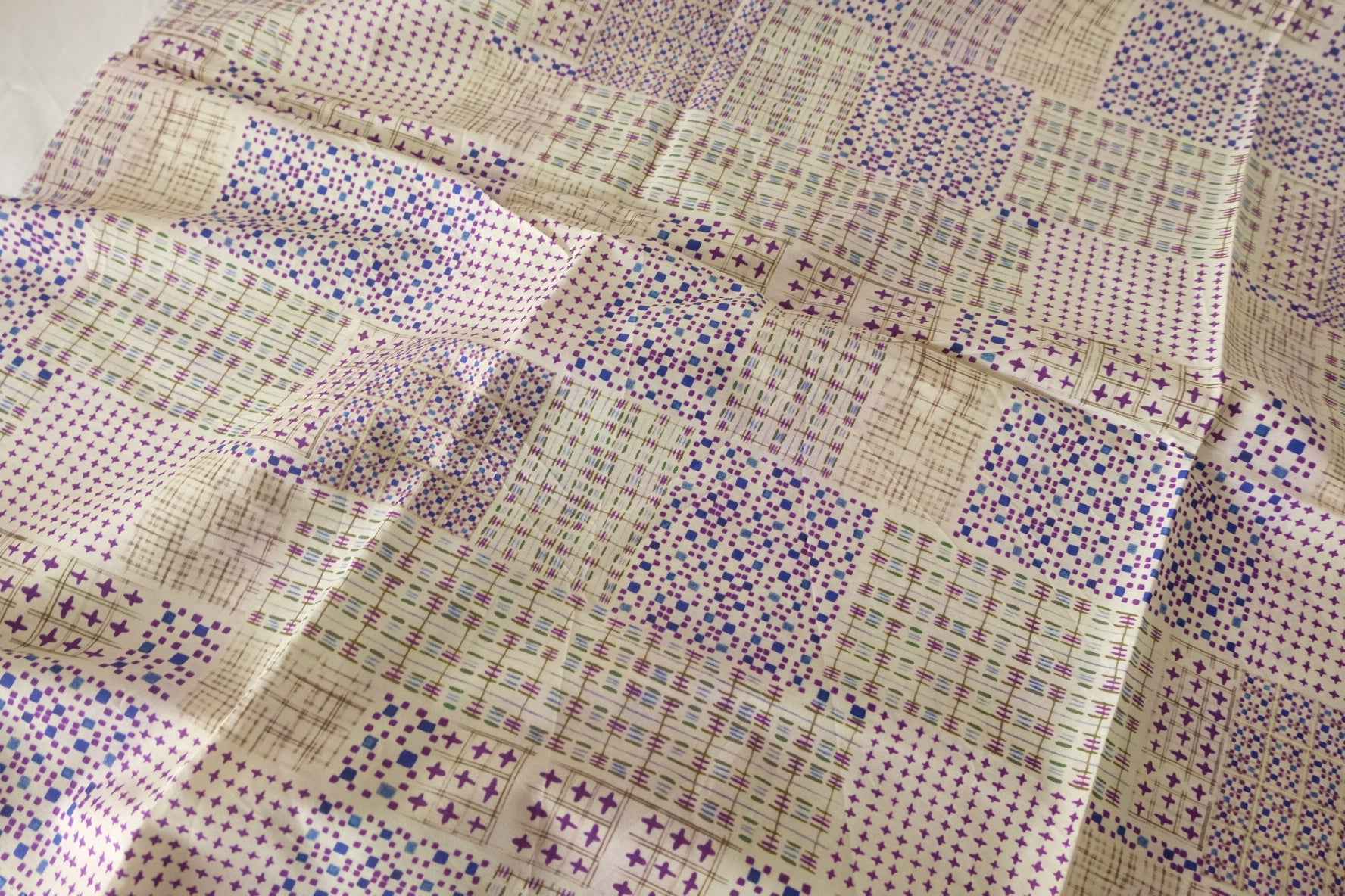 Purple Patchwork Print Cotton Poplin Fabric – 2.2 yd