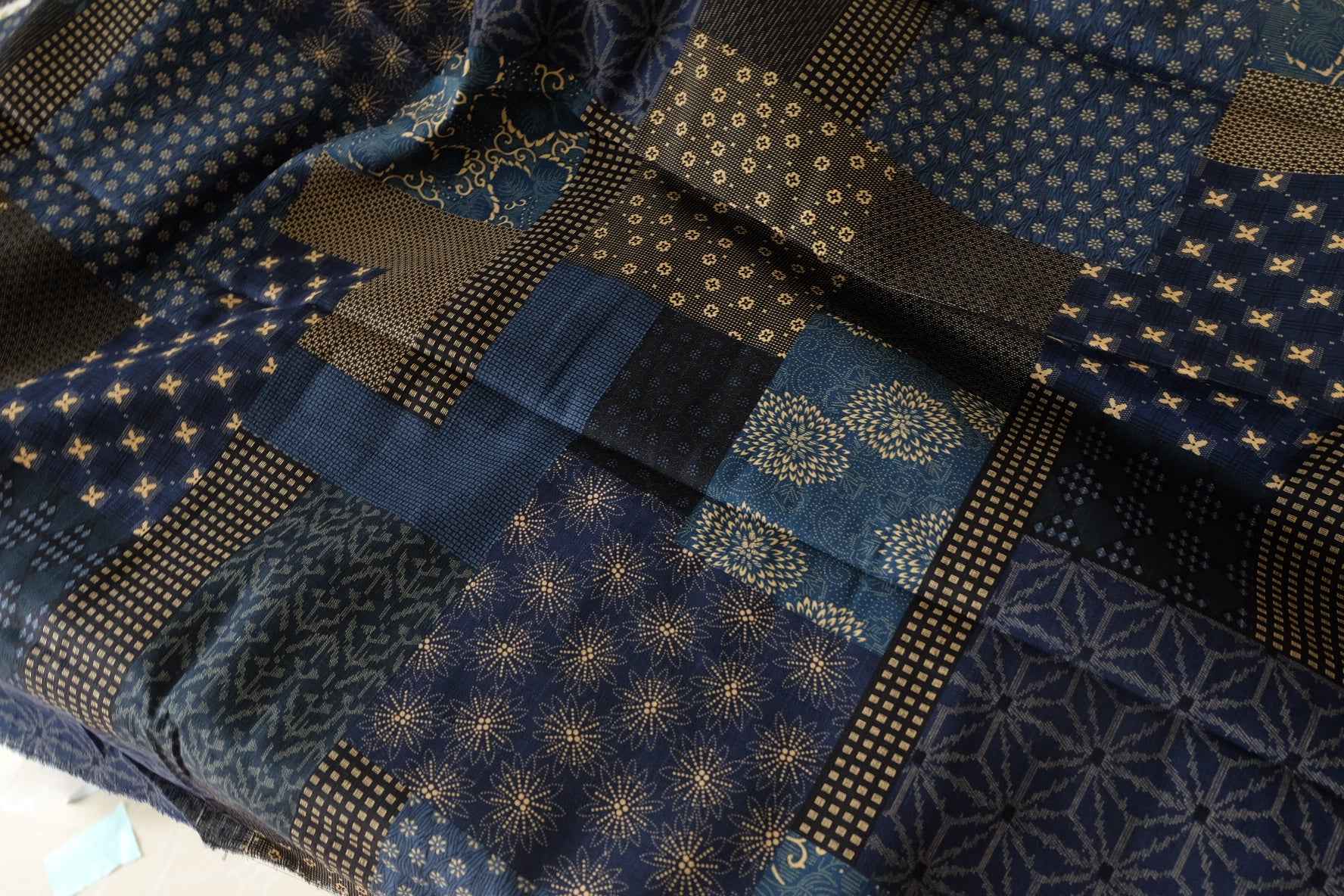 Indigo Patchwork Slub Cotton Linen Blend — 1.64 yd