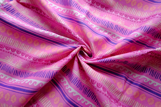 Pink Decorative Stripe Cotton Lawn – 2.2 yd