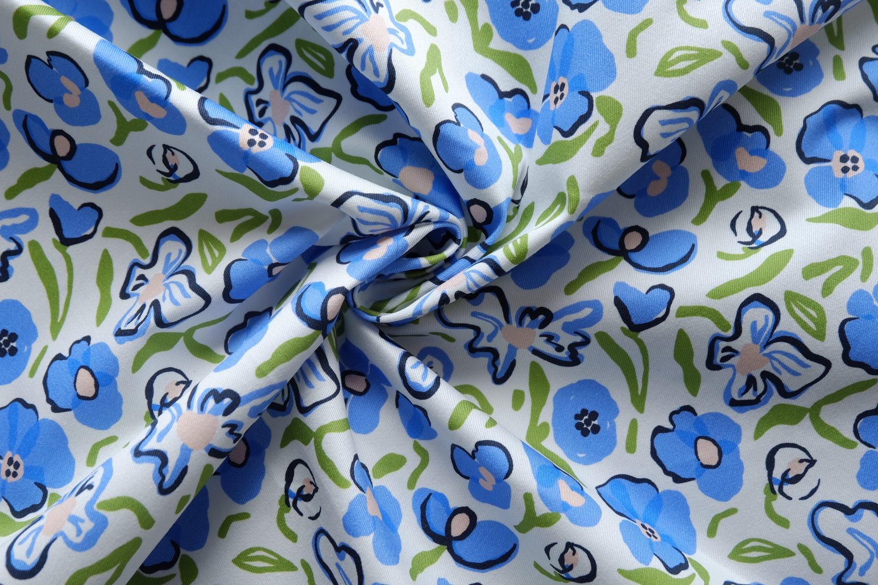Blue Floral Cotton Twill – 2.2 yd