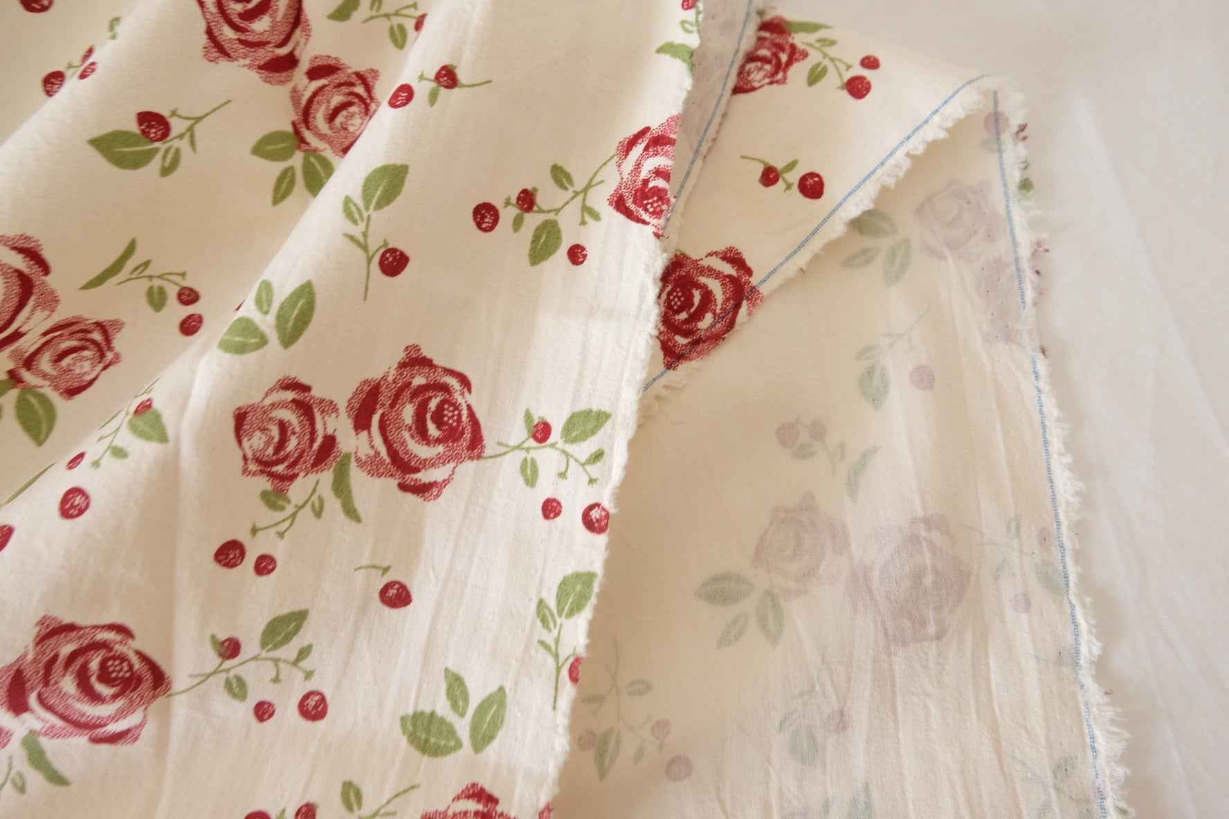 Red Rose Washed Cotton Fabric – 2.2 yd