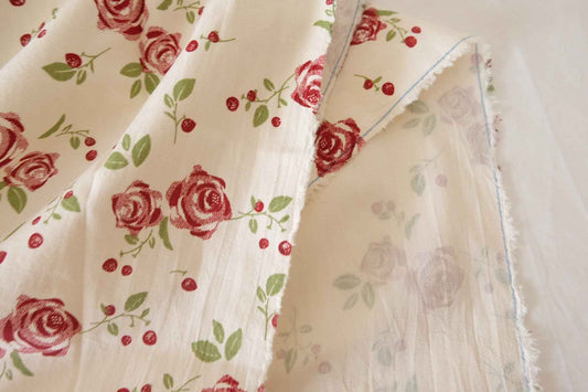 Red Rose Washed Cotton Fabric – 2.2 yd