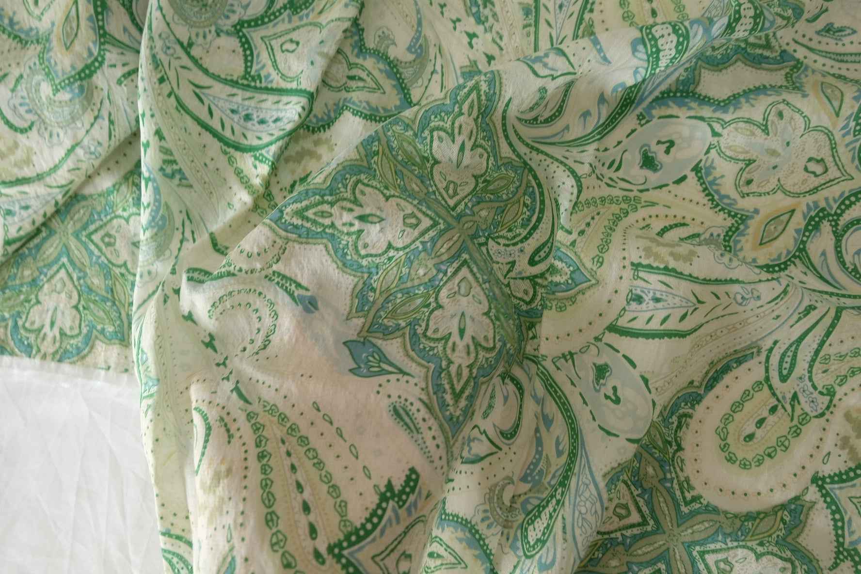 Green Paisley Tencel Cotton Fabric – 3.3 yd