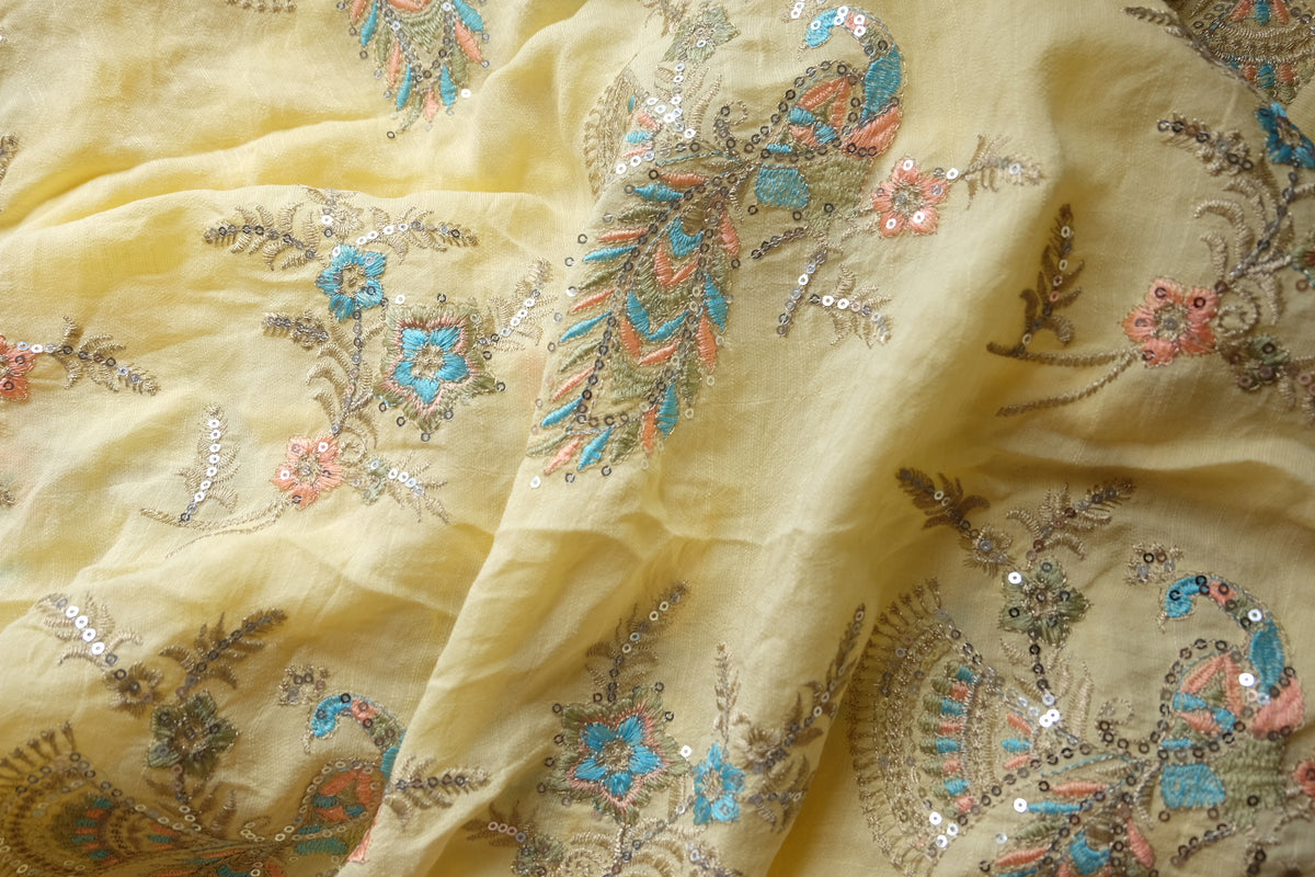 Pastel Sequin Embroidered Tencel Nylon — 2.4 yd