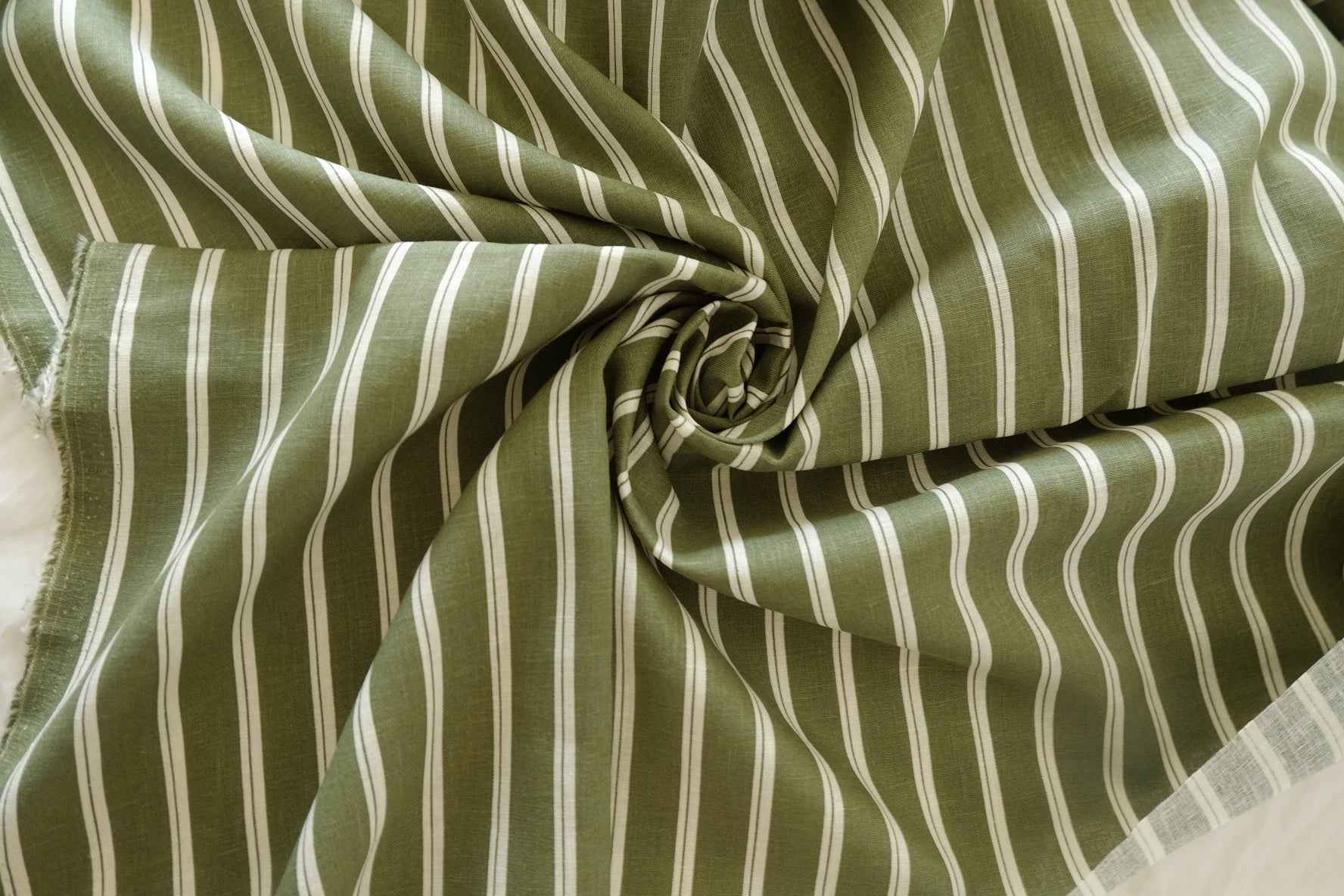 Olive Yarn-Dyed Stripe Linen Cotton – 2.19 yd