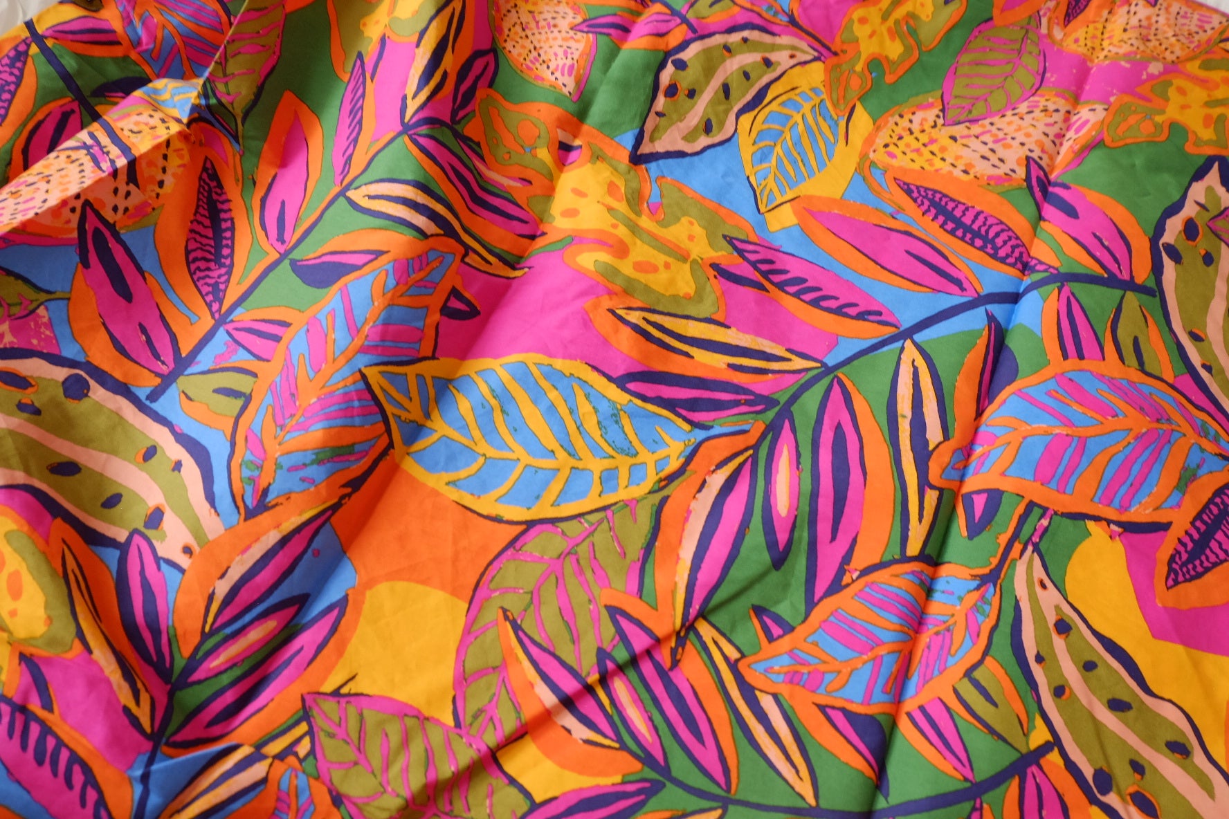 Vibrant Tropical Leaf Cotton Poplin, 2.62 Yards