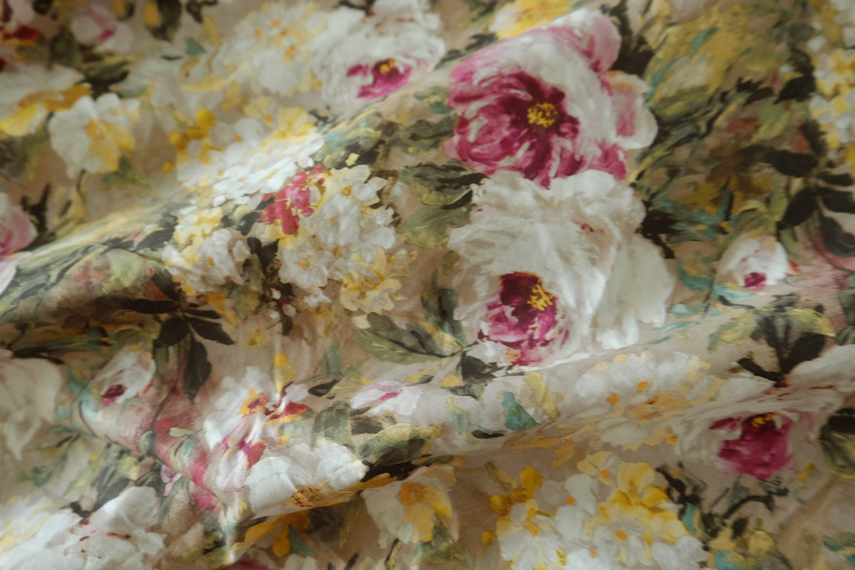Vintage Oil Painting Garden – 60s Fine Cotton Poplin – 5 yd