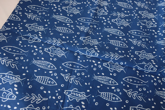Indigo Fish High-Count Cotton Poplin – 2.2 yd