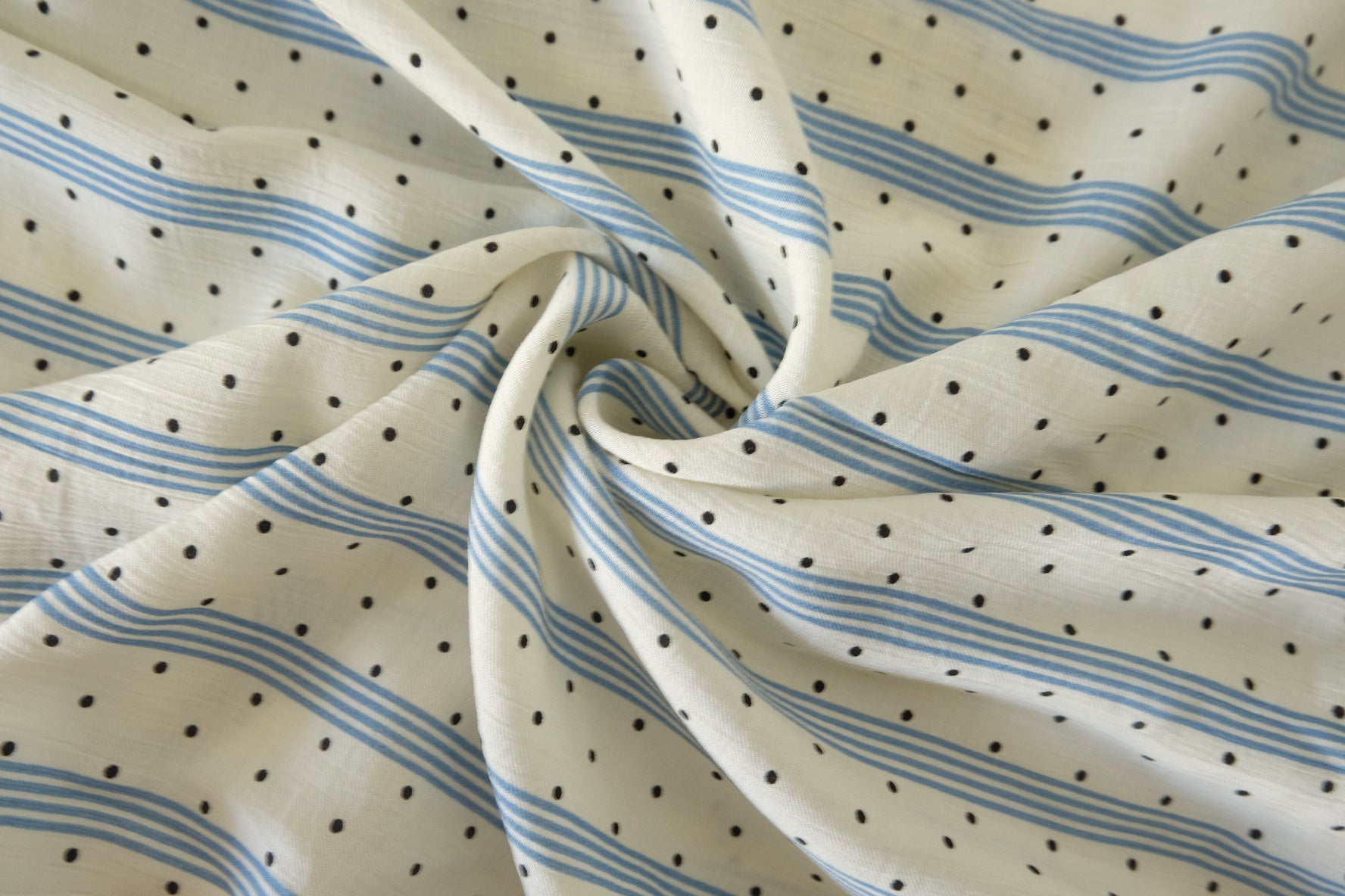 Blue Stripe Dot Tencel Cotton Fabric – 2.2 yd