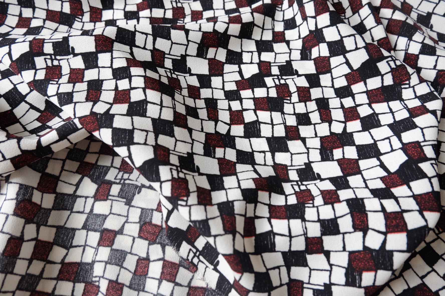 Mosaic Checker Heavy Chiffon Fabric - 2.19 Yards