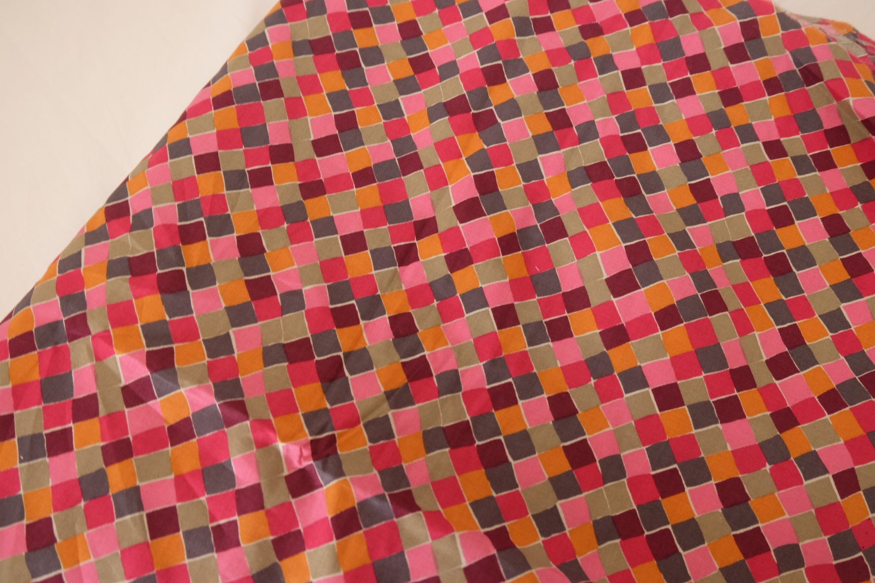 Pink Mosaic Cotton Poplin Fabric – 1.7 yd