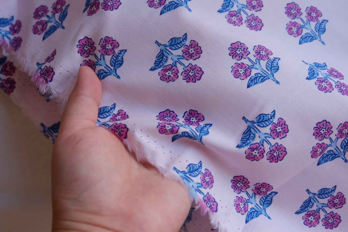 Blush Pink Vintage Floral Cotton Poplin Fabric – 2.19 yd