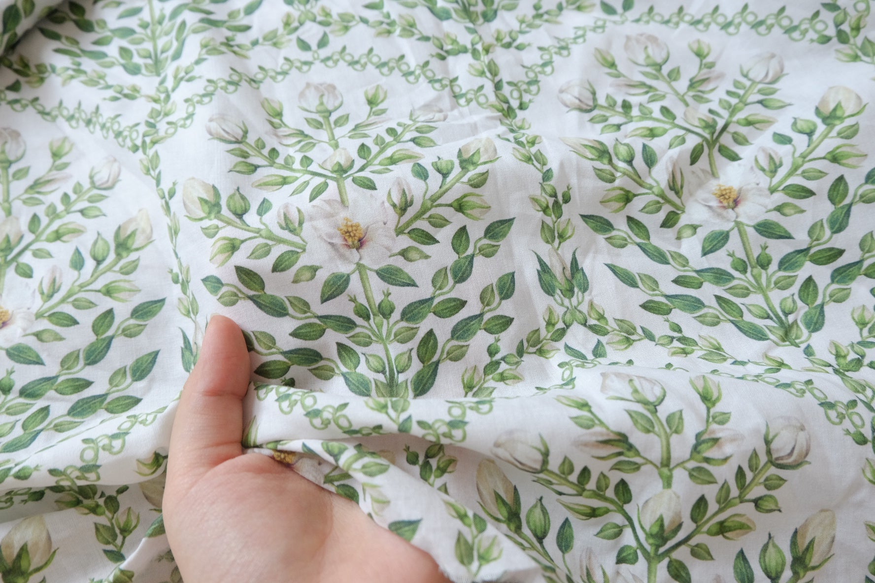 Green Vine Dress Cotton Fabric — 2.19 yd
