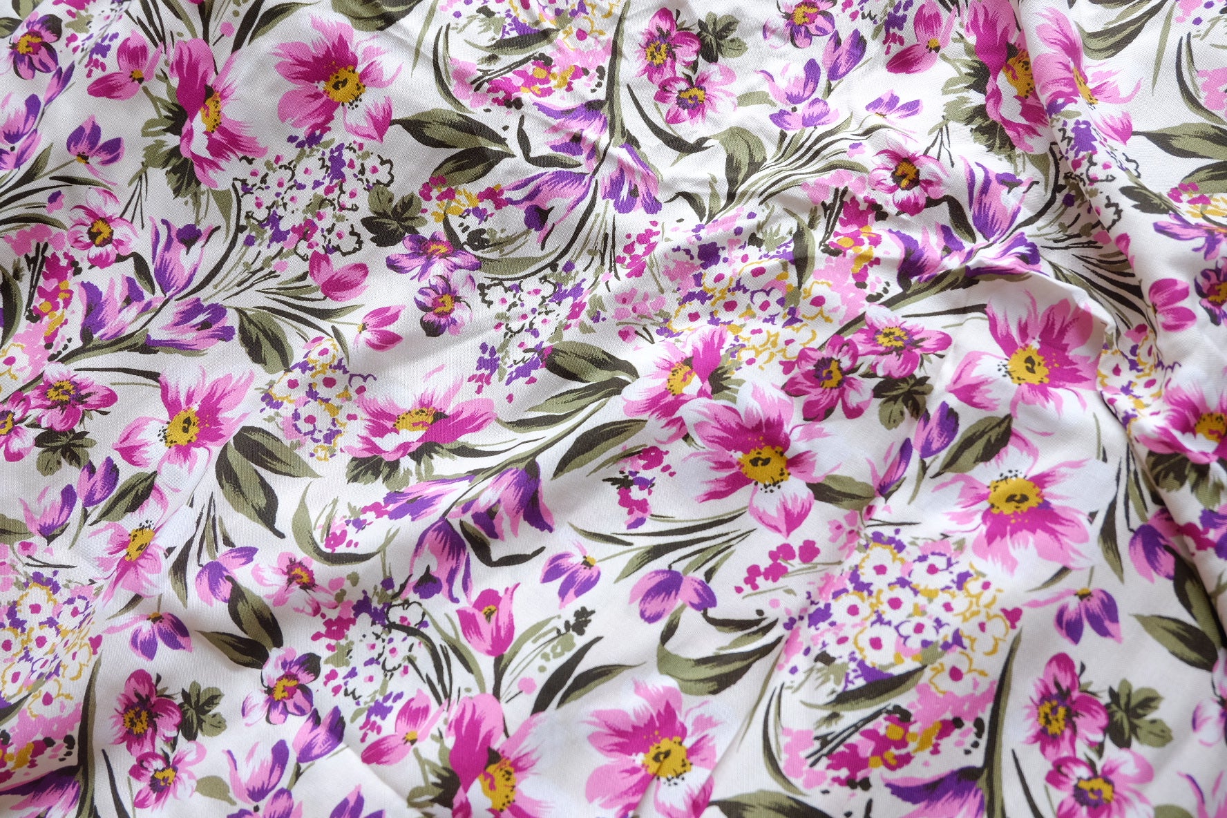 Pink Garden Viscose Challis – 3.3 yd