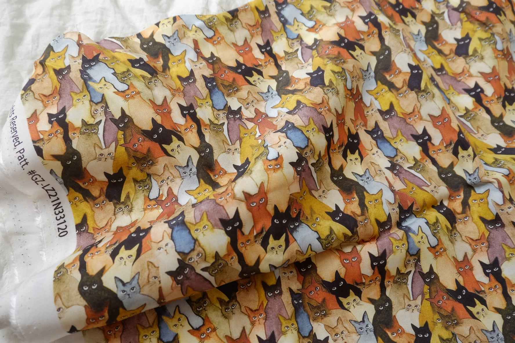 Playful Cat Print Tencel Fabric — 2.19 yd