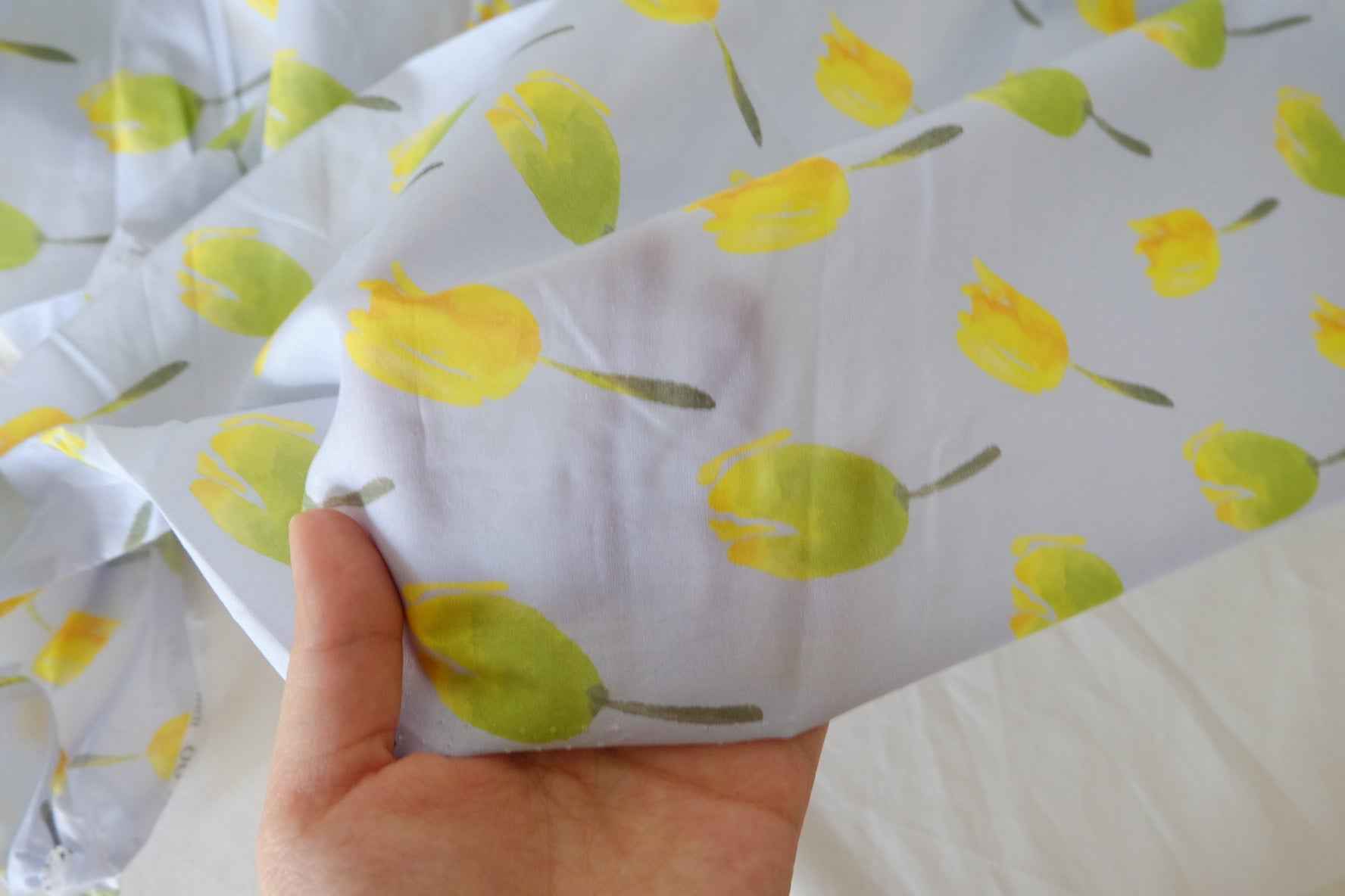 Yellow Tulip Cotton Poplin Fabric – 1.9 yd