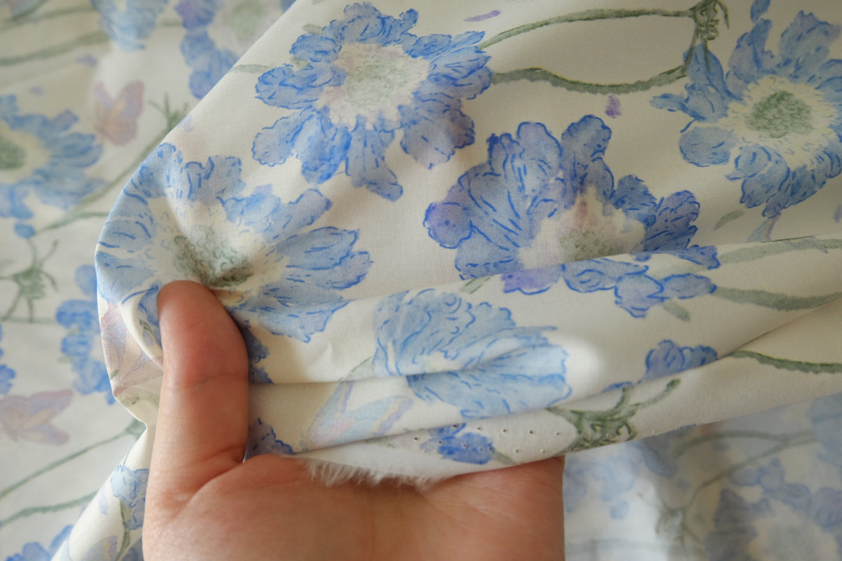 Blue Butterfly Garden – Premium Cotton Fabric | 2.2  Yards