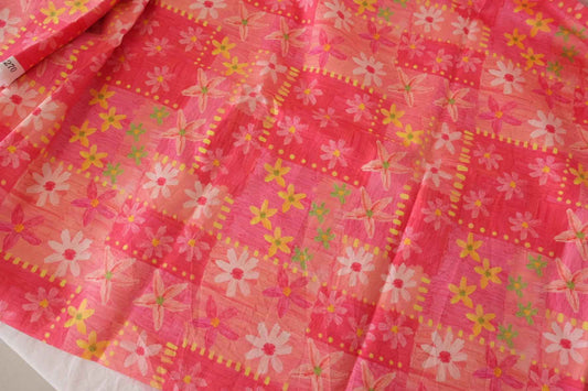 Pink Floral Cotton Sateen Fabric – 3.3 yd