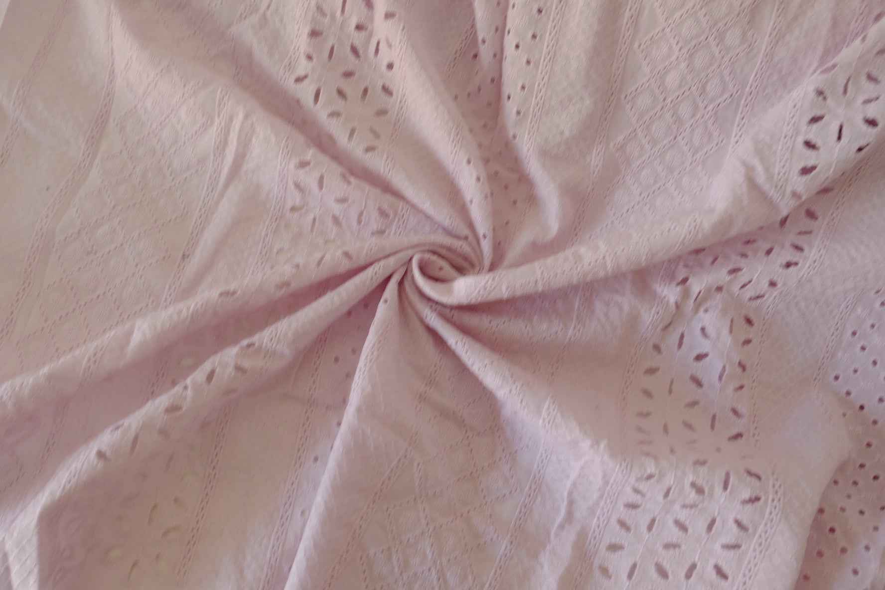 Soft Pink Cotton Eyelet Embroidery Fabric – 2.2 yd