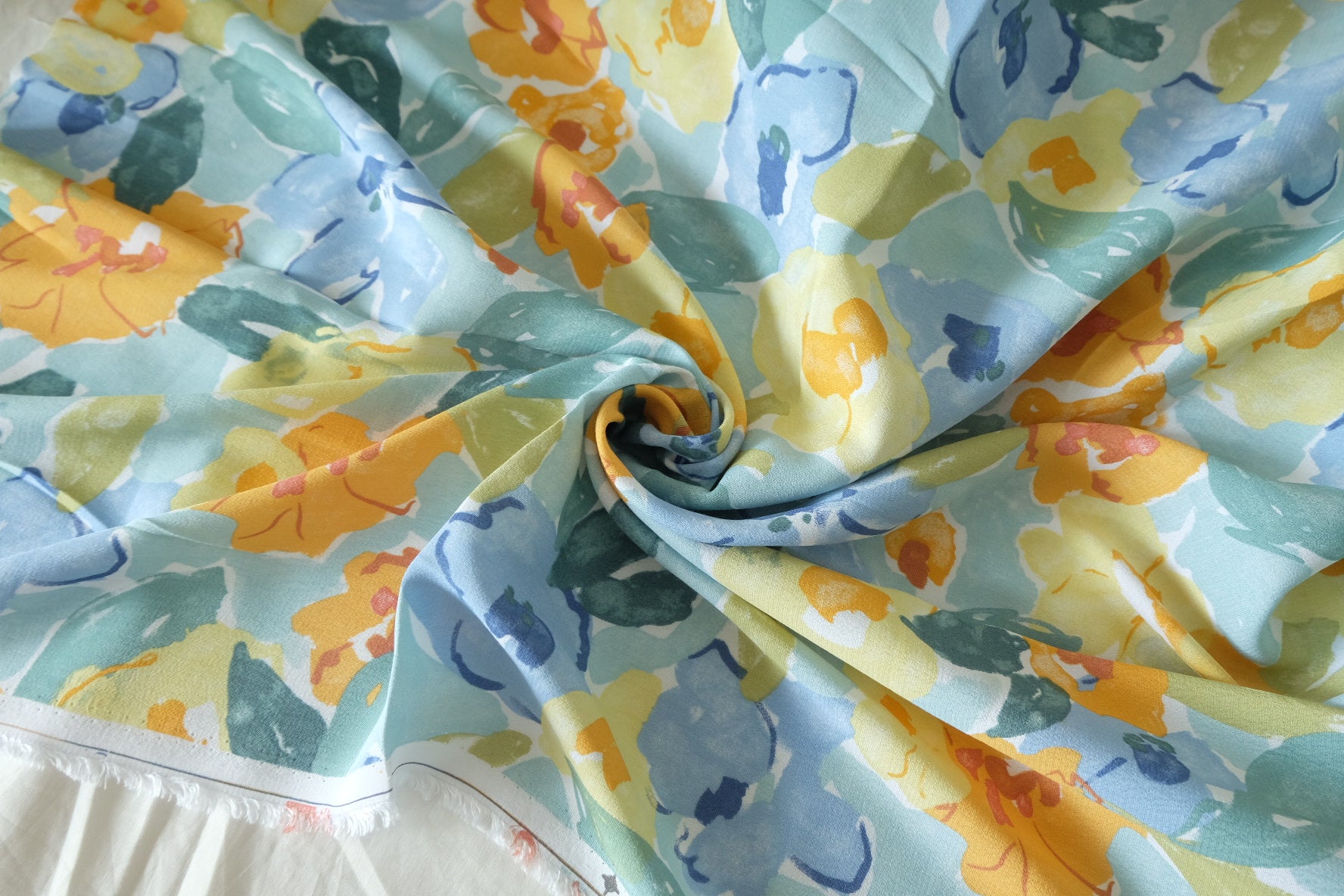 Pastel Watercolor Floral Rayon Viscose Fabric – 3.3 yd