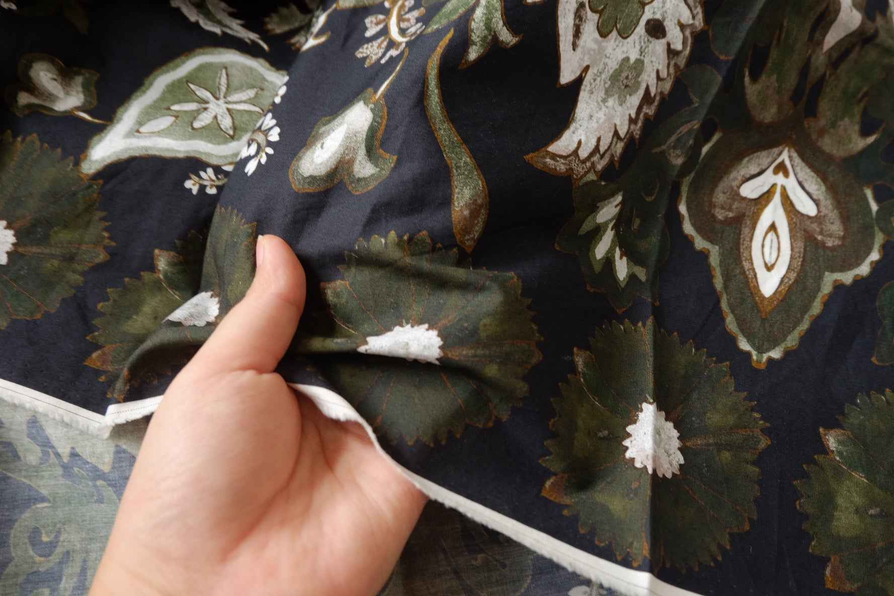 Black Border Print Cotton Poplin Fabric - 2.19 yd