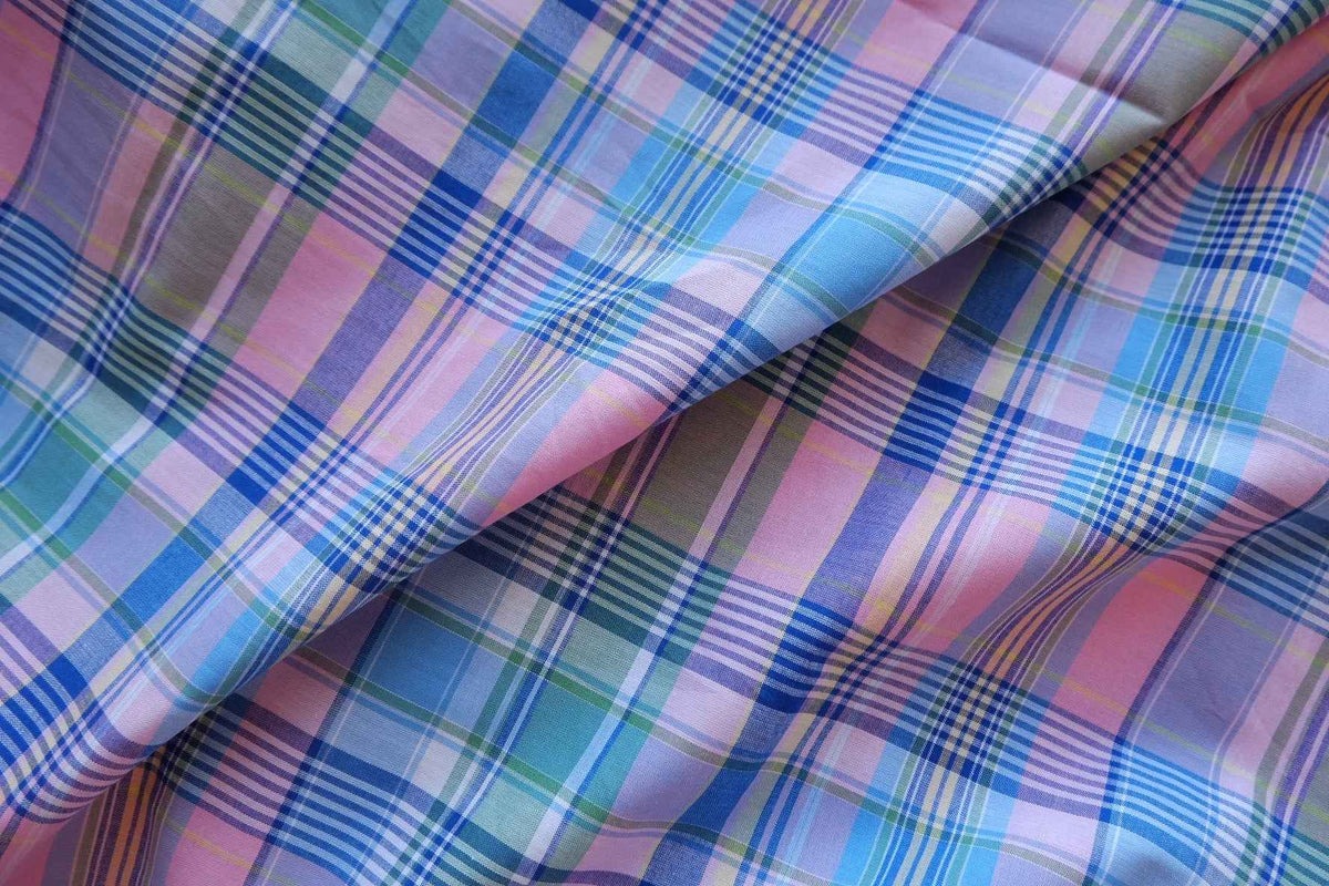 Pastel Rainbow Plaid Yarn-Dyed Cotton Fabric – 2.19 yd