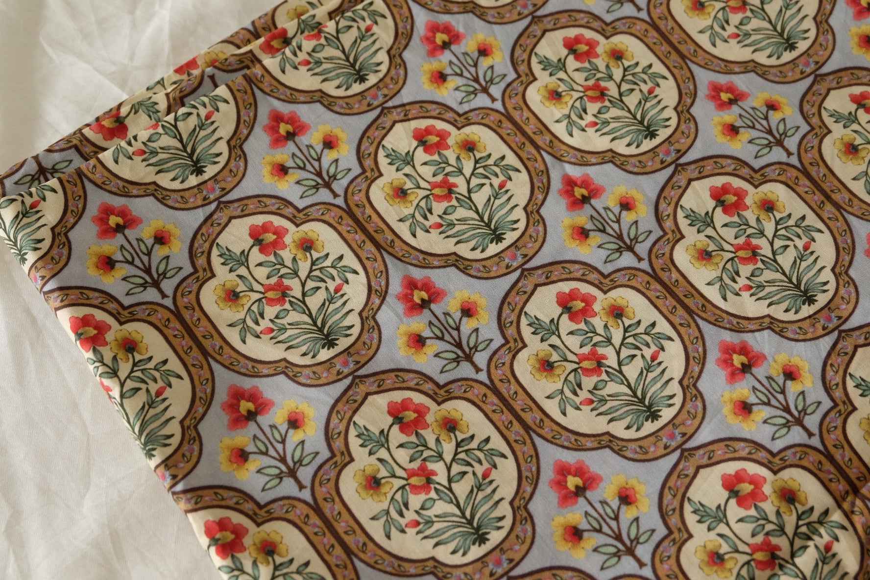 Vintage Tile Floral 60s Cotton Poplin Fabric – 2.2 Yards