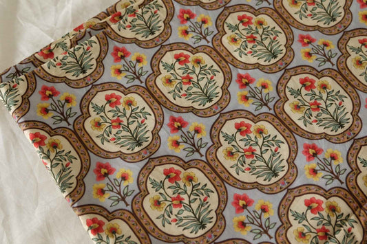 Vintage Tile Floral 60s Cotton Poplin Fabric – 2.2 Yards