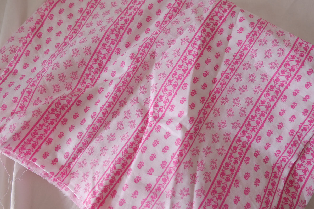 Pink Floral Ribbons – Soft Cotton Fabric | 2.2 yards