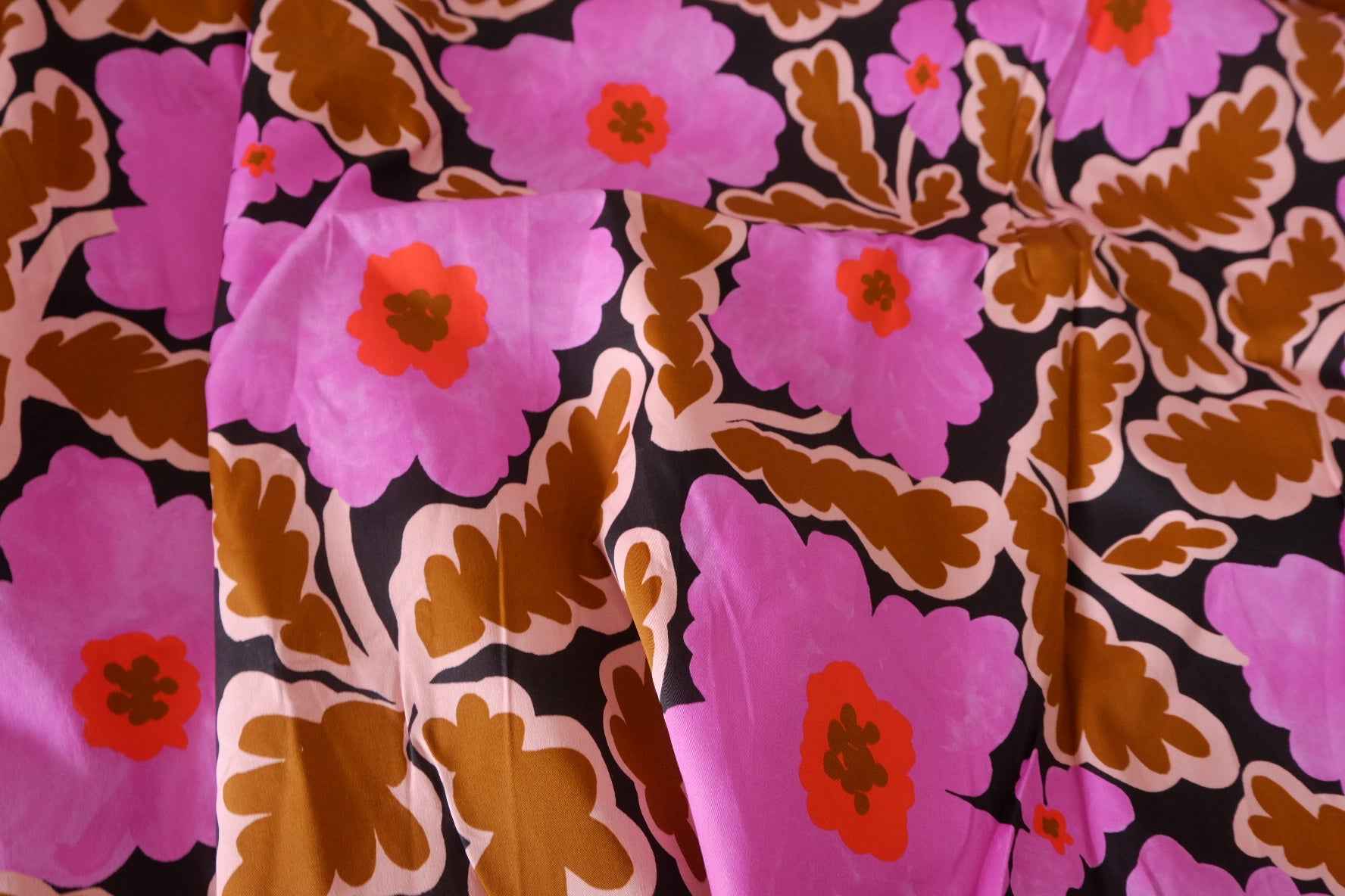 Pink Floral Backed Cotton Sateen Fabric – 3.1 yd