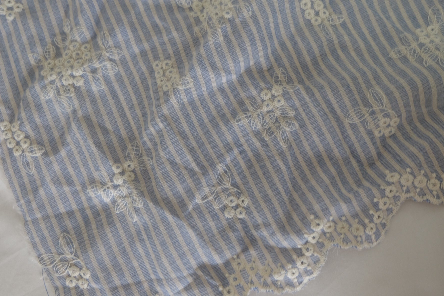 Embroidered Striped Poly Cotton Fabric – 2.2 yd